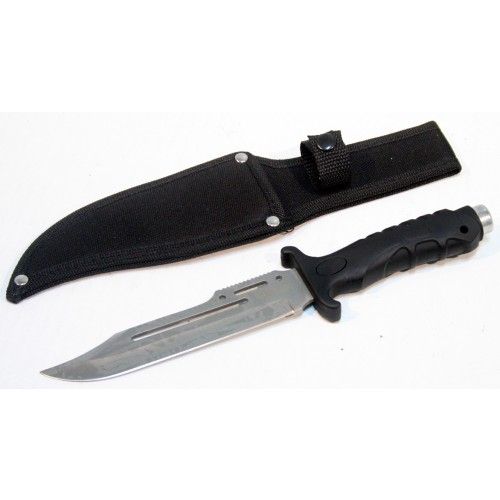 6418 - 10.5" Hunting Knife Black Handle and Black Sheath