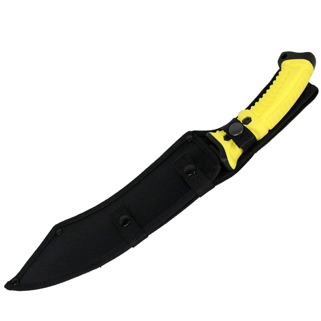 9281 - 16" Hunt-Down Full Tang Hunting Knife with Black/Yellow Rubber Handle