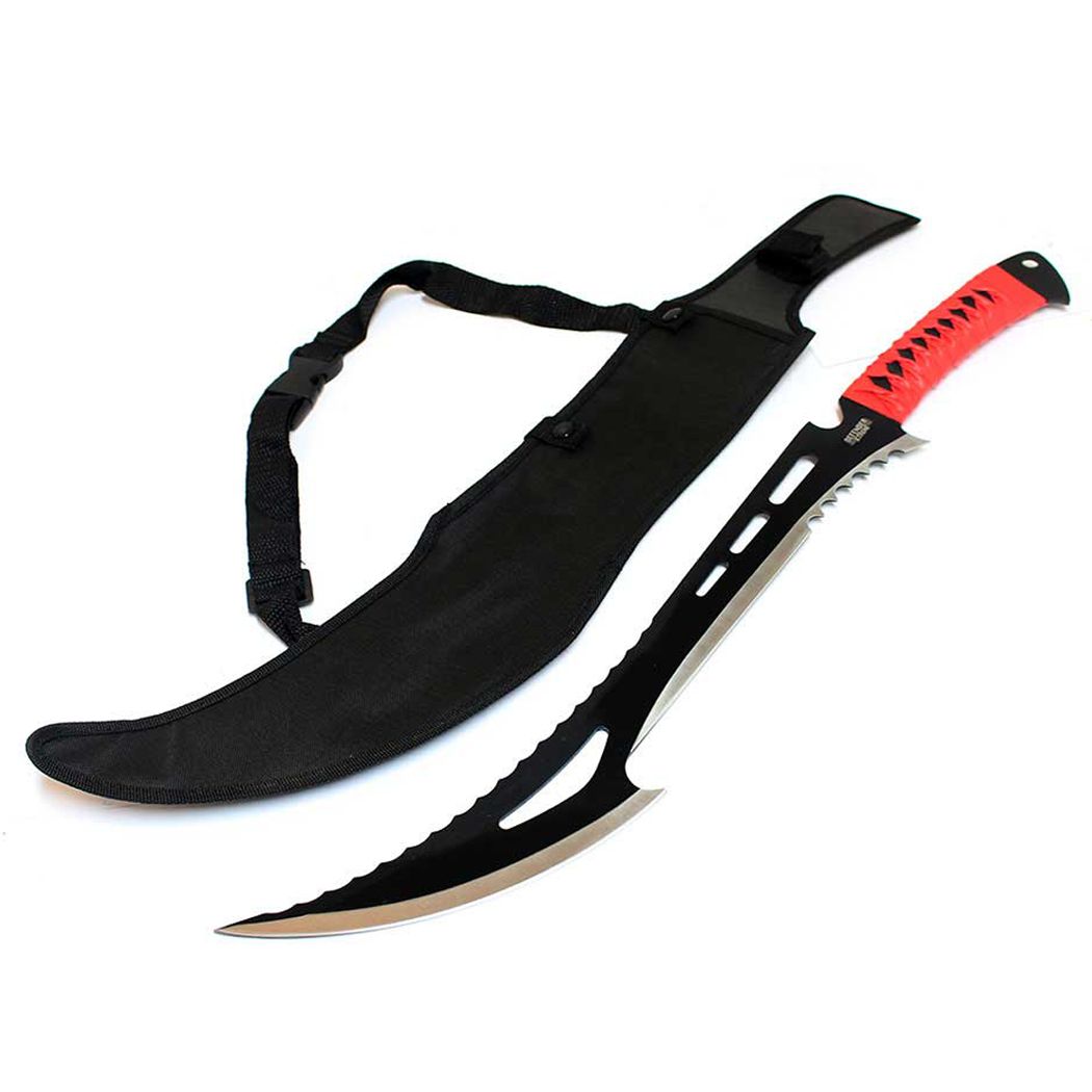 6780 - 24" Full Tang Hunting Sword With Red Handle & Sheath