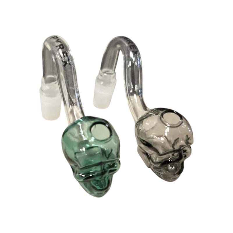 MST160 - Skull Glass Bubbler - Unique Green & Clear Pyrex Glass Smoking Accessory