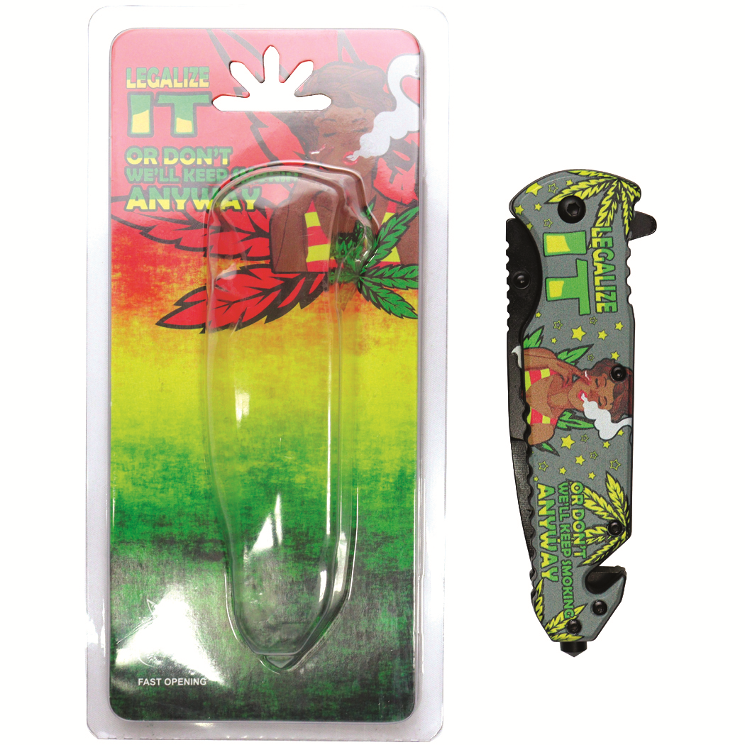 13933 - 8.5" Lady Design Grey Handle Spring Assisted Folding Knife W/ Belt Cutter