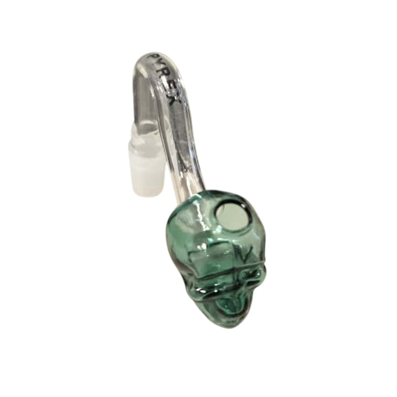 MST160 - Skull Glass Bubbler - Unique Green & Clear Pyrex Glass Smoking Accessory