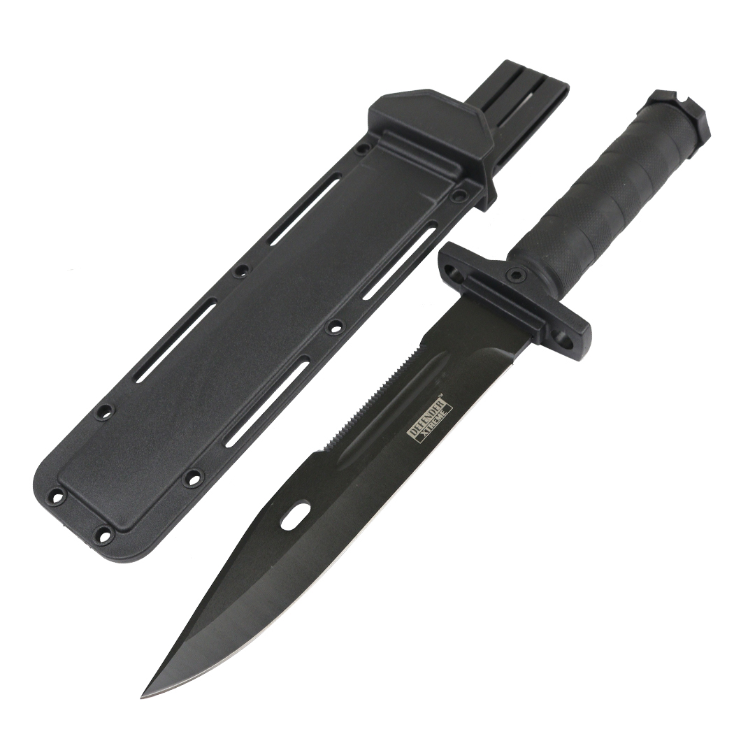 13581 - Defender-Xtreme 14.5" Tactical Hunting Knife ABS Handle Stainless Steel Serrated