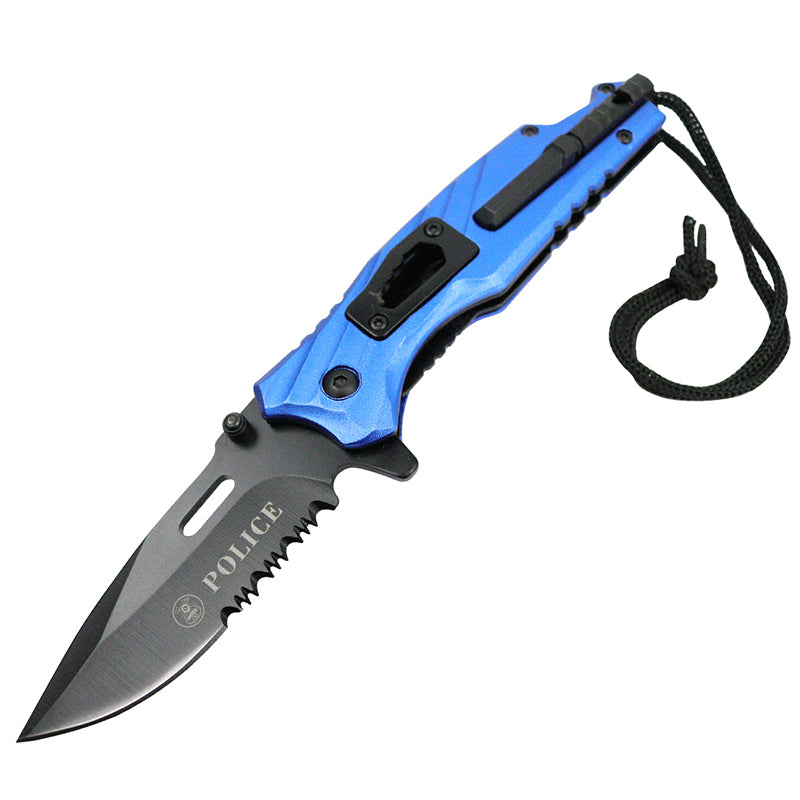 Defender Tactical Blue & Black 8" Folding Knife Stainless Steel (13222)