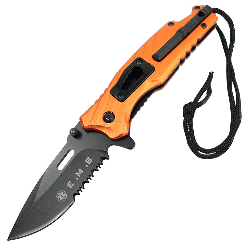 Defender Tactical Orange & Black 8" Folding Knife Stainless Steel (13223)