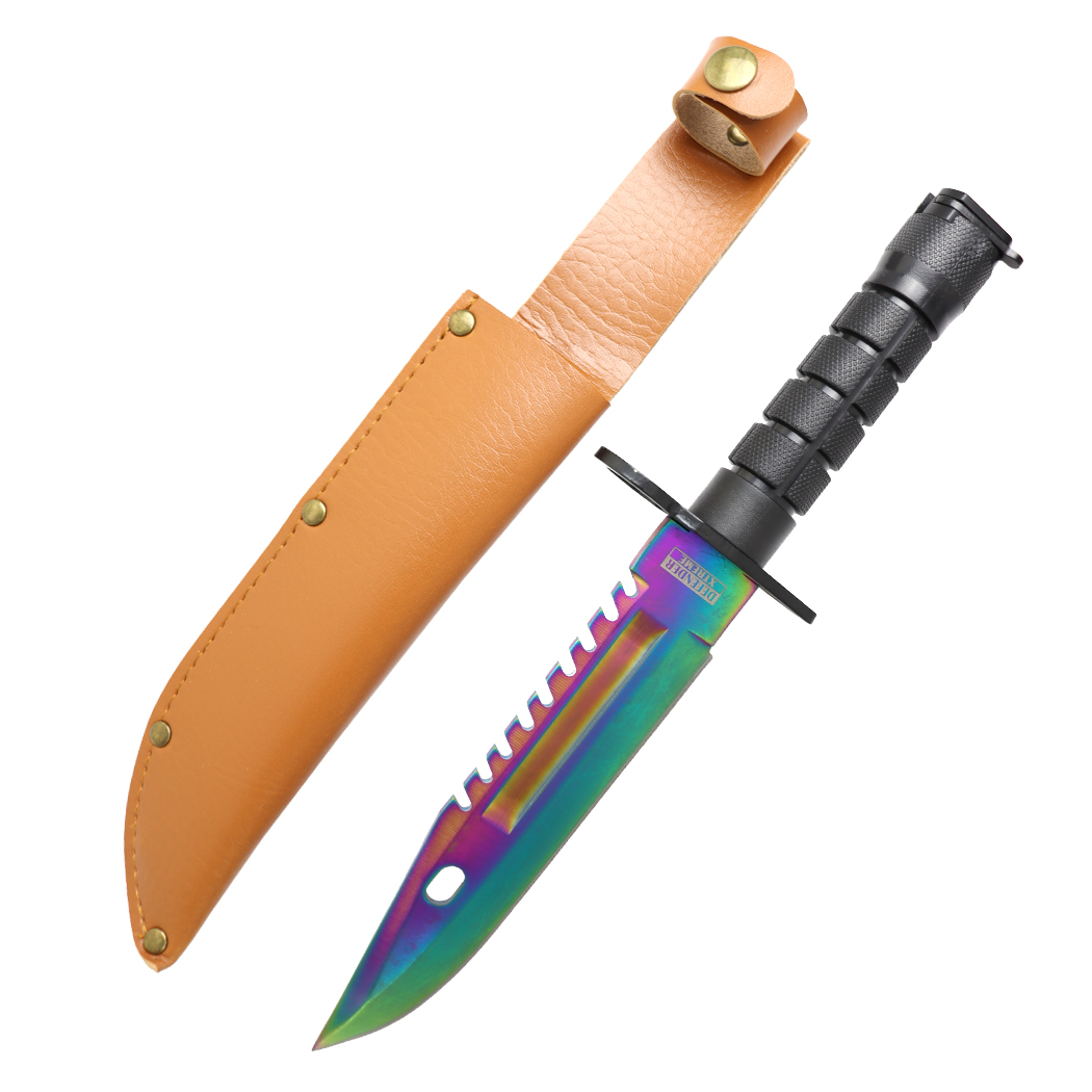 Defender-Xtreme 13" Multi Color Blade Abs Handle Survival Knife With Sheath (13557)