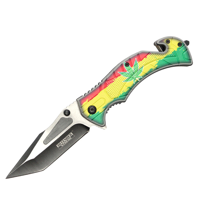 Defender-Xtreme 8" Leaves Design Handle Two Tone Blade Folding Knife (13896)
