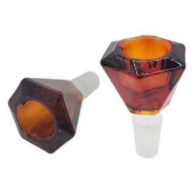 Male Join Dimond Design Glass Bowl -Amber (Bowl-2006)