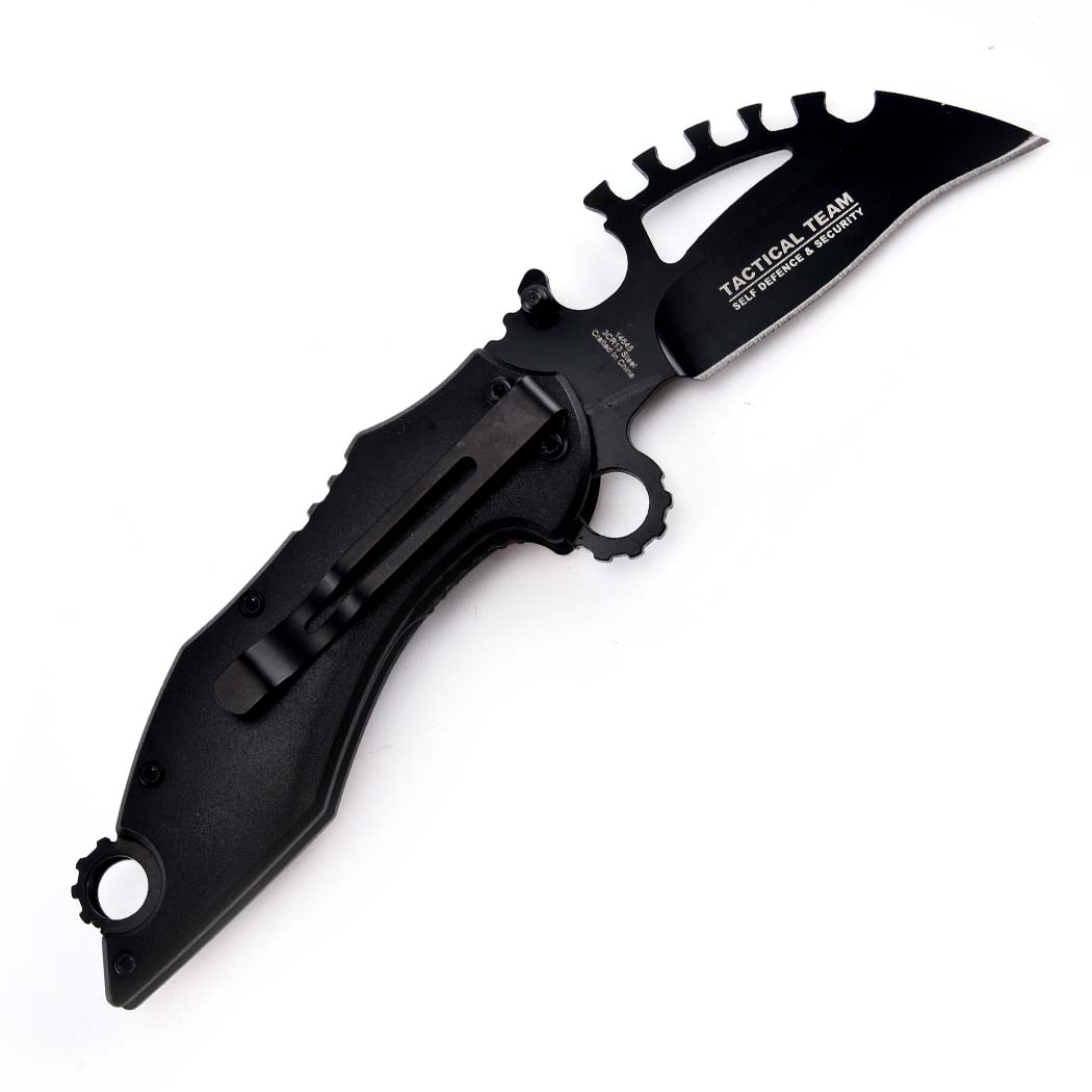 14645 - Defender-Xtreme 8" Skull Design Grey ABS Handle 3CR13 Steel