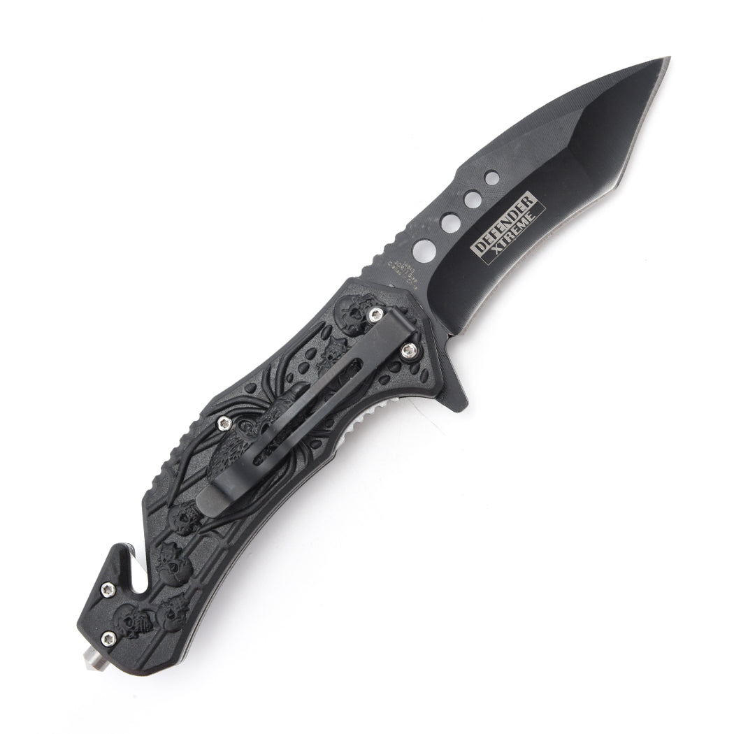 14648 - Defender-Xtreme 8.5" Spider Design Blue ABS Handle 3CR13 Steel