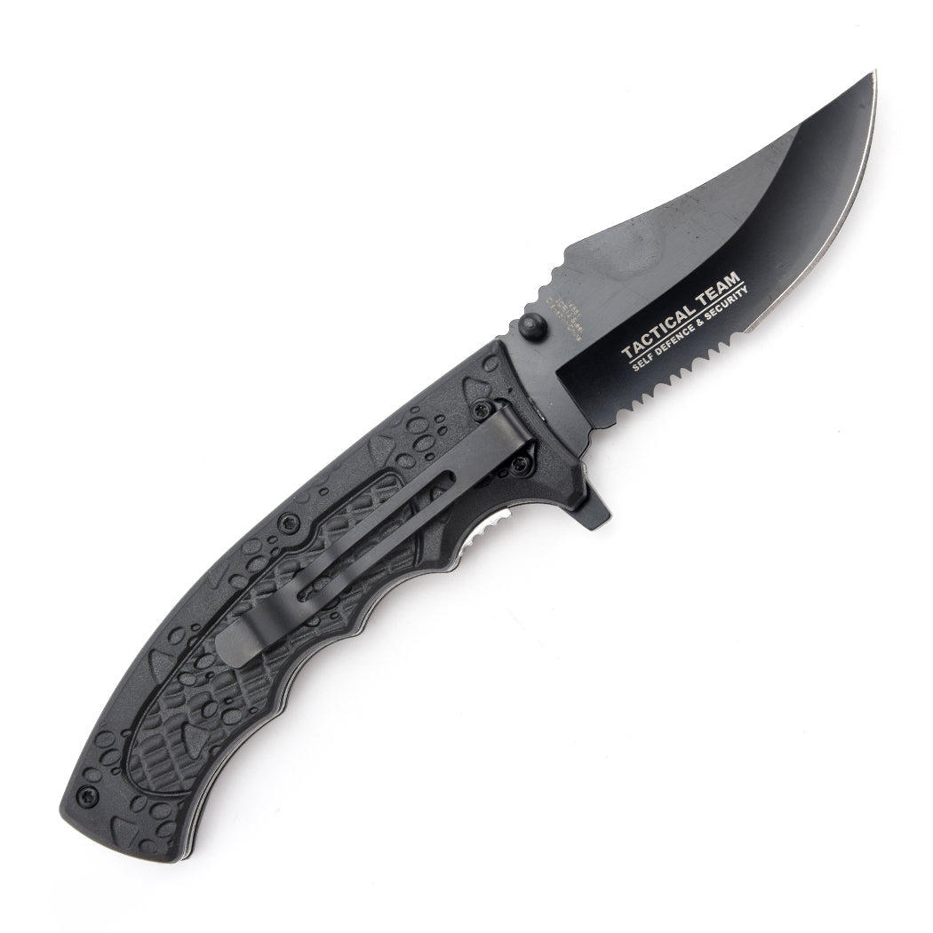 14661 - Defender-Xtreme 8.25" Gray & Black ABS Handle 3CR13 Steel