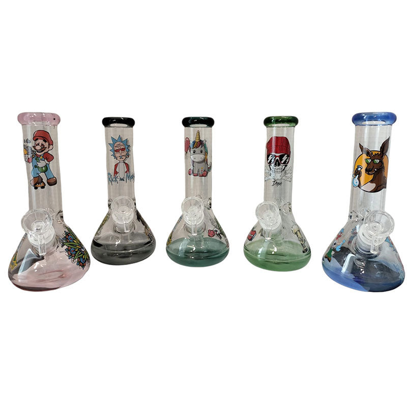 8" Cartoon Design Aqua Glass Bong (MST019)