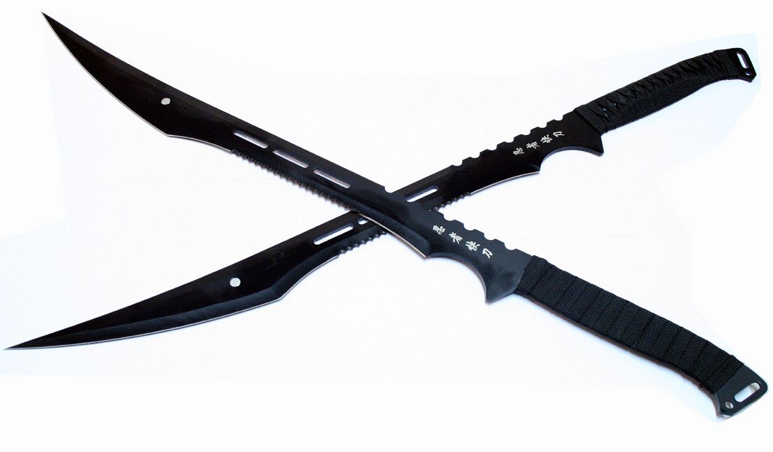 27" Black Ninja 2 Piece Set Sword Striker (5055S)