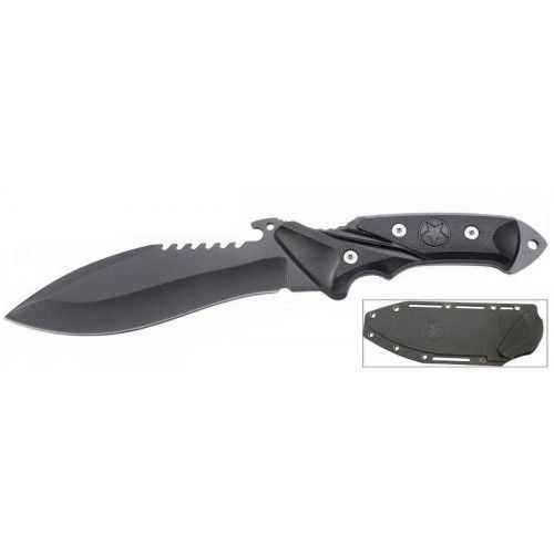 Defender 11" Black Hunting Knife with Sheath (6162)