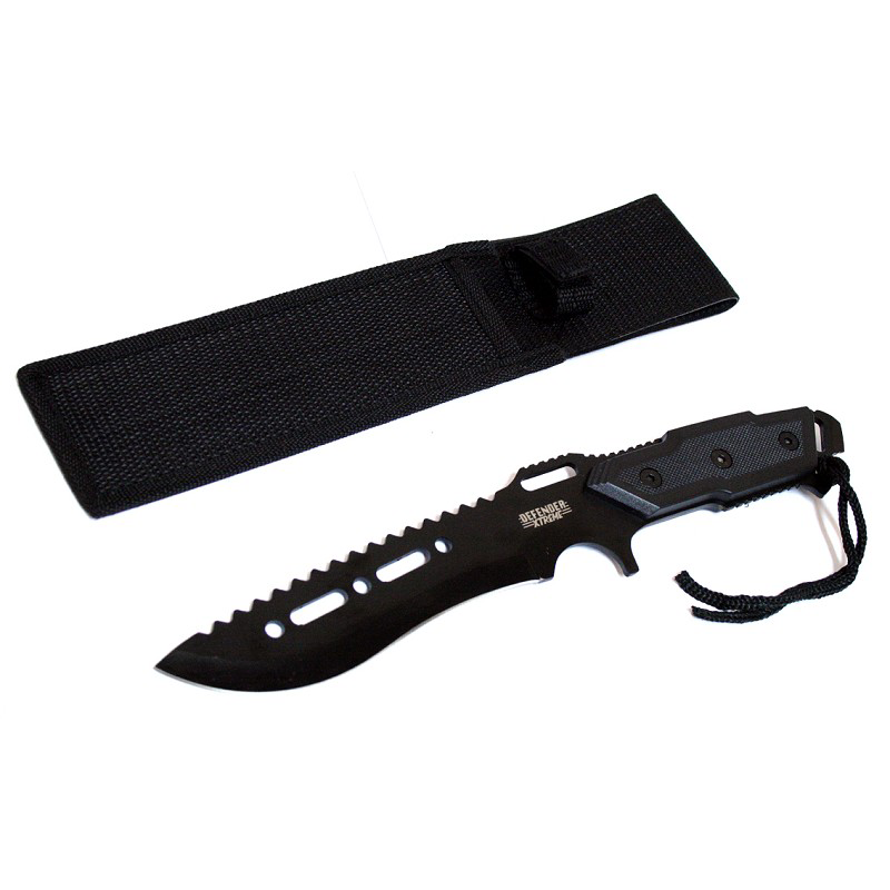 6702 - Full Tang 12" Black Blade Combat Ready Hunting Knife With Sheath