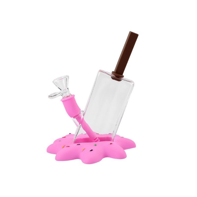 7″ Dropped Popsicle Silicone Bong – Pink (H206)