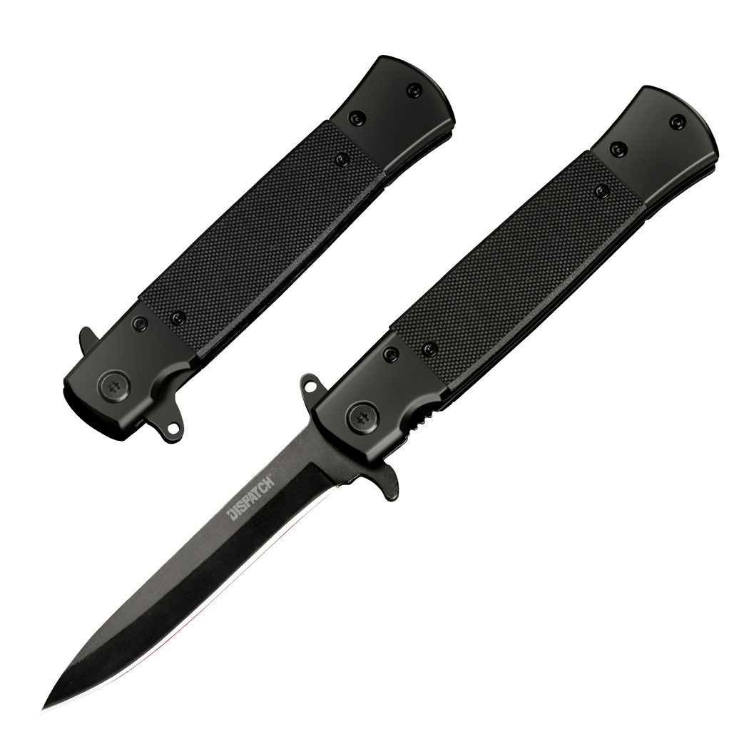 DP8028-GB - 8.5" All Black Spring Assisted Folding Knife G10 Handle 3CR13 Stain Blade With Belt Clip