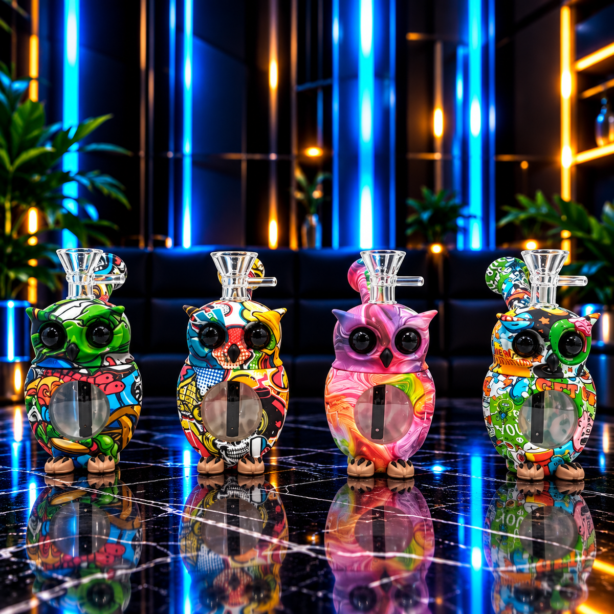 Owl-Shaped Novelty Silicone Bong (MST249)