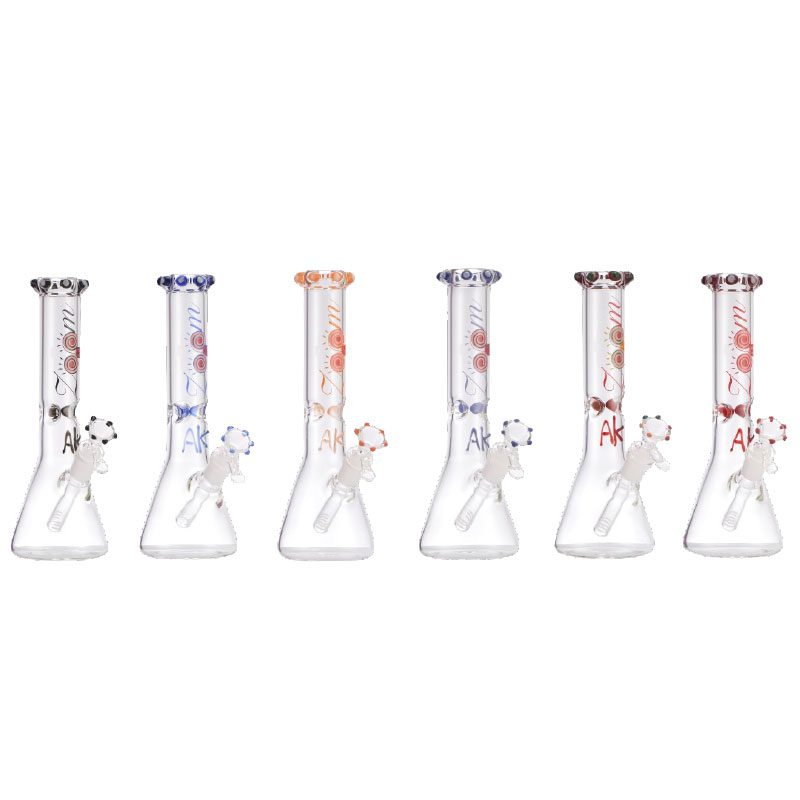 8" Zoom Glass Bong with Bowl -Assorted - (B9)