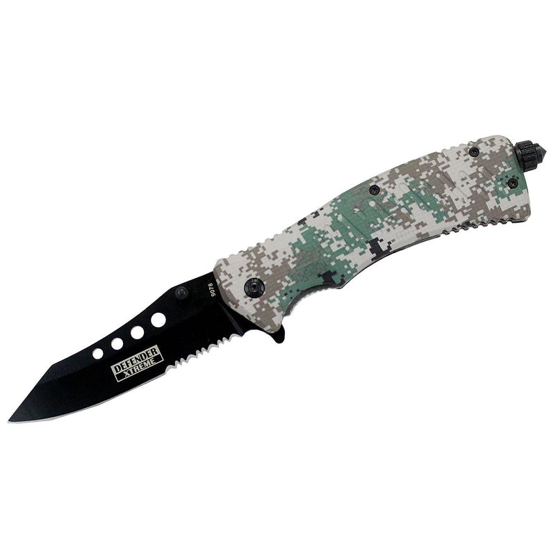 9" Defender Xtreme Folding Knife with Fire Starter Digital Camo (9078)