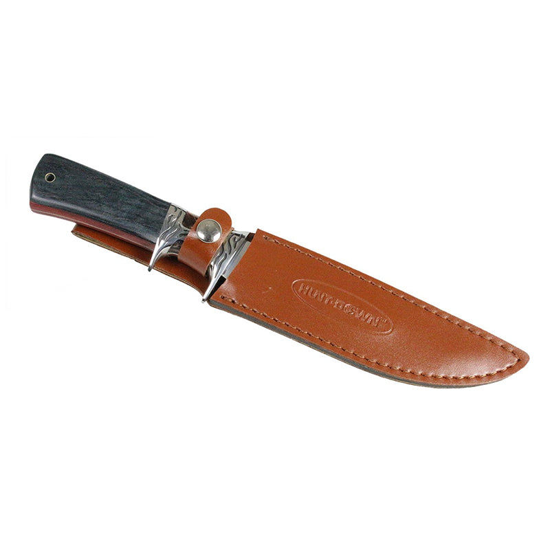 12" Hunt-Down Black/Brown Sporting Knife With Sheath (9109)