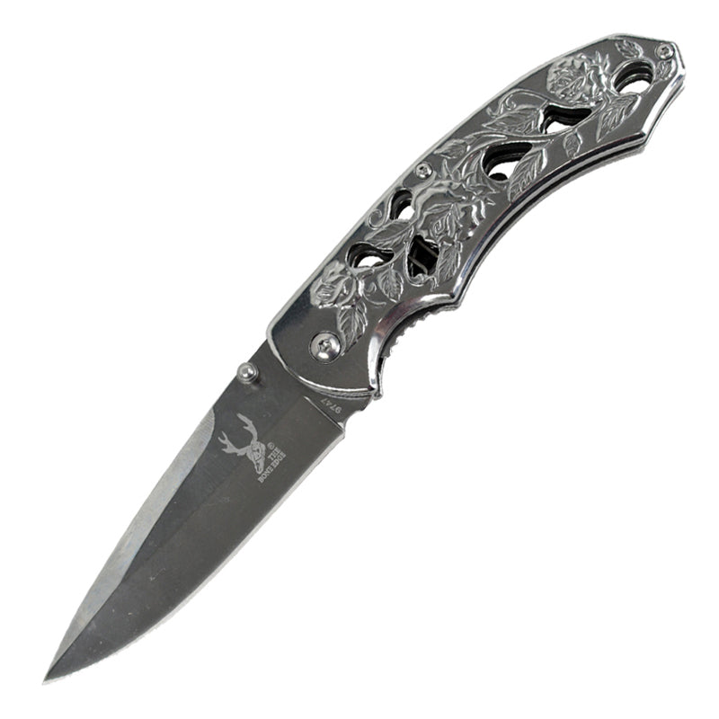 The Bone Edge 8" Tactical Sharp Knife with Strap Holder - Silver (9747)