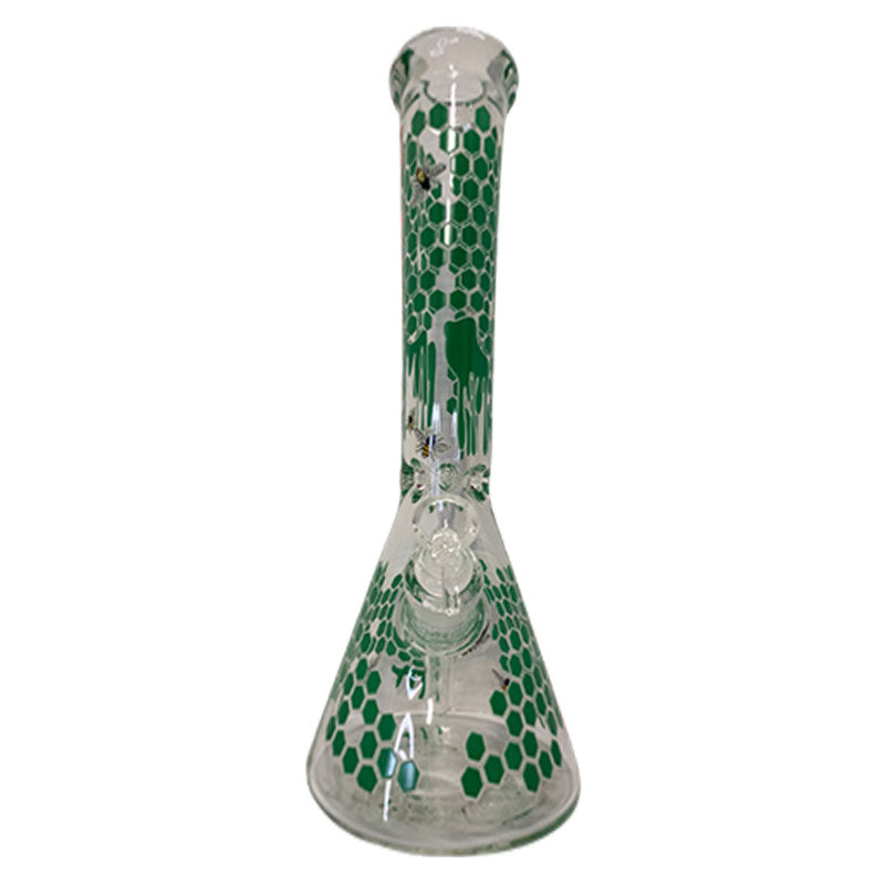 14" Different Decals Glass Bong -  Clear (MST039)