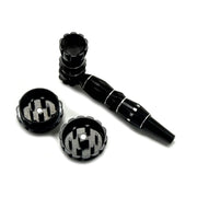 Aluminum Tobacco Pipe with Grinder – Black (MP211-A)