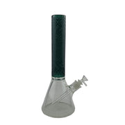 14″ 7MM Deep Sand Blasting Beaker with Color Top Glass Bong – (C1037-Teal)