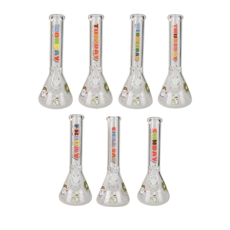 14″ 7MM Monday to Sunday Sticker Glass Bong – Clear (C1559)