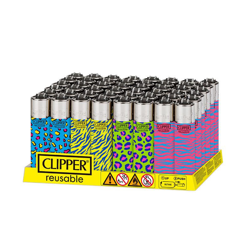 Clipper Re-useable Classic Large Lighters Pop Animal Print – (CP100054)-48/display