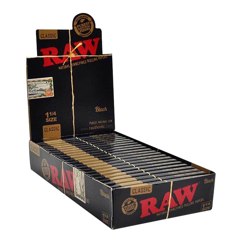 Smoking:Rolling Papers And Hemp Wraps:Raw:Raw 1- 1/4 Classic Black Cigarette Paper