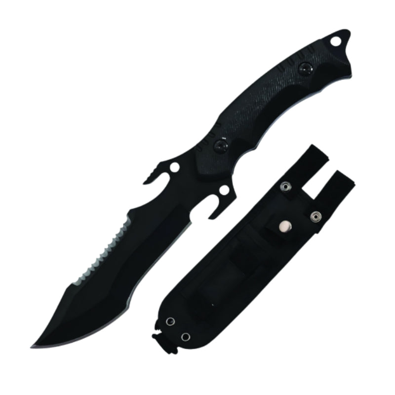 10.25" Tactical Ragged Hunting Survival Knife Plastic Handle & Sheath (DP0170-BK)