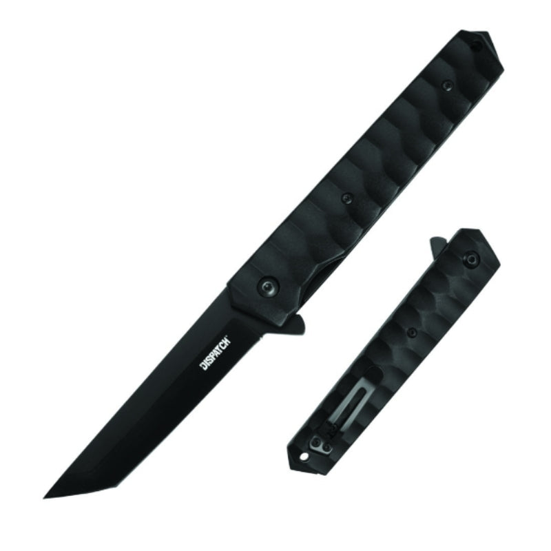 8.3" Black Folding Pocket Knife – Liner Lock, Pocket Clip & Glass Breaker (DP8059-BK)