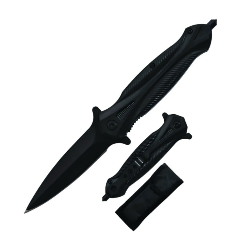 5" Black Folding Knife with Stainless Steel Blade and Plastic Handle (DP8108-BK)