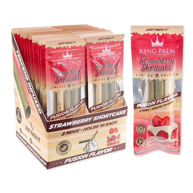 Smoking:Rolling Papers And Hemp Wraps:King Palm Wraps:King Palm Cones - Mini - 2pk - 20ct - Strawberry Shortcake (KP-999)
