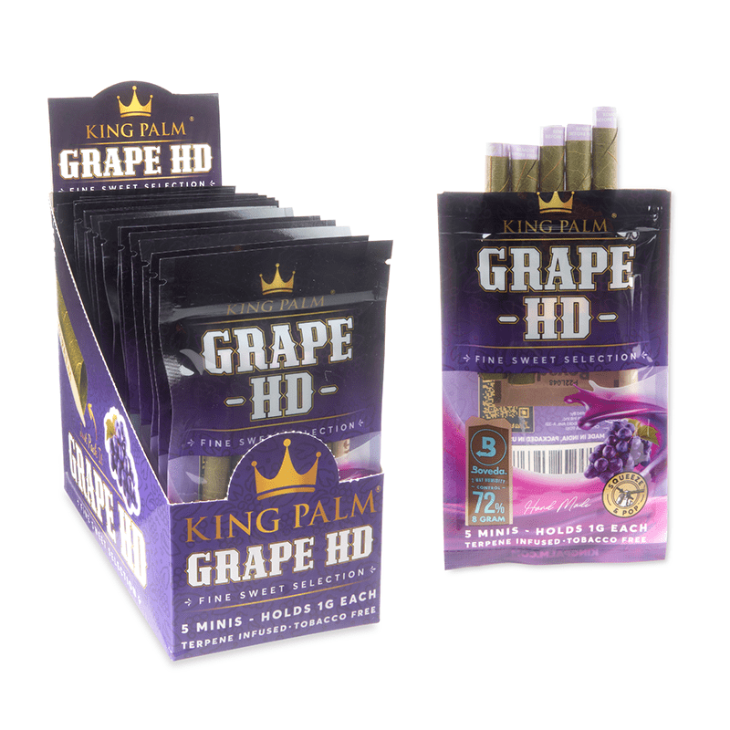 Smoking:Rolling Papers And Hemp Wraps:King Palm Wraps:King Palm Cones - Mini - 5pk - 15ct - Grape HD (KP-5034)