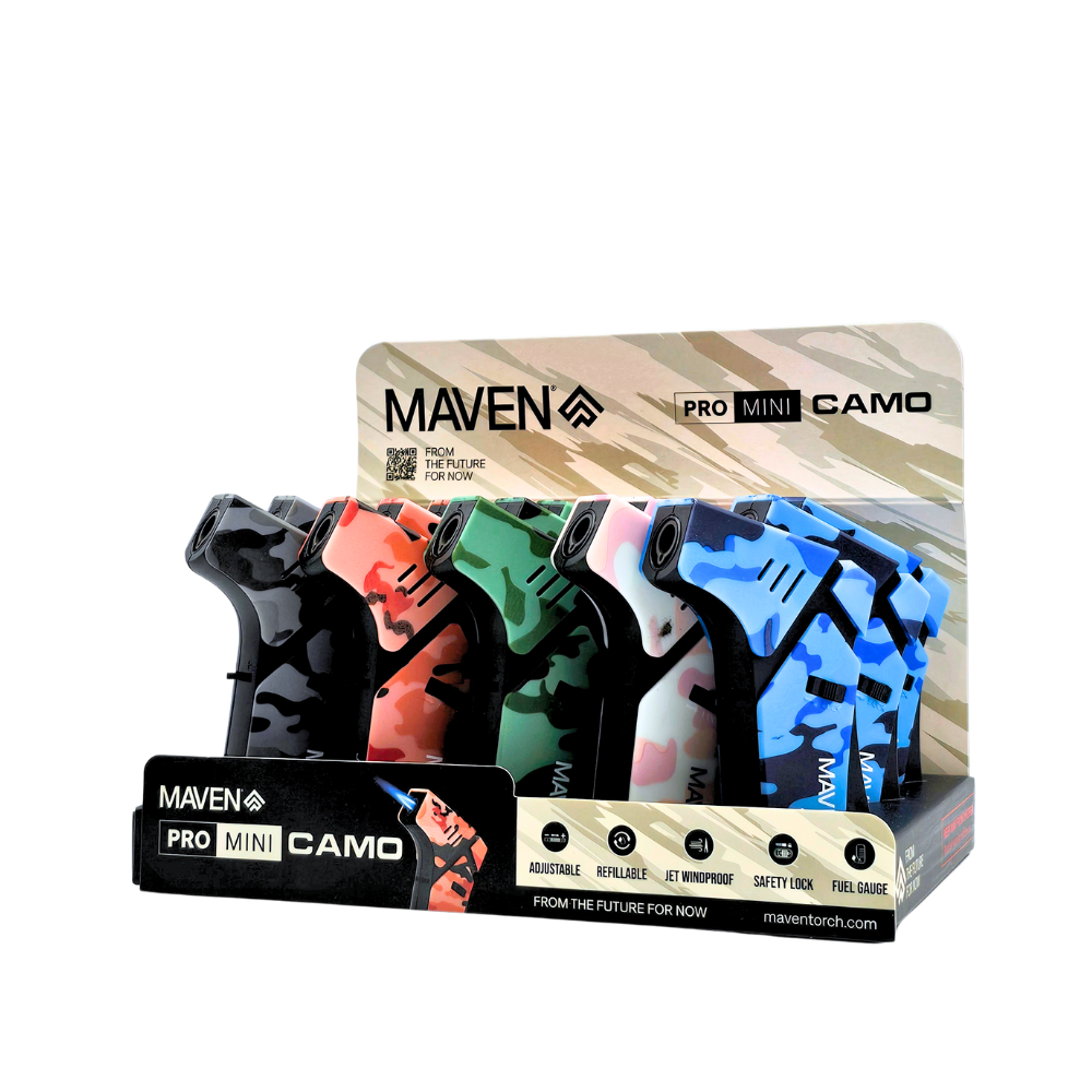 Maven Pro Mini Camo Torch Lighters -15/Display