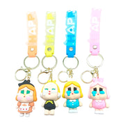 MST190 - Cartoon Girl Keychain | Cute Emotional Doll Keyring - 100/Pack