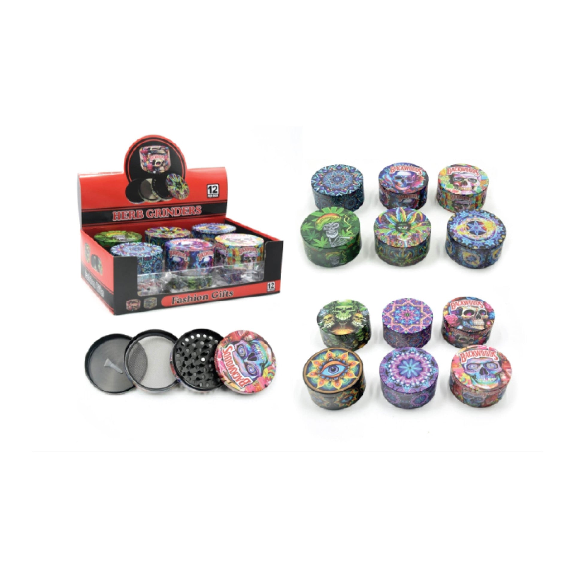 MST3014-Full Body Printed Zinc-Alloy Grinder-6pcs/display