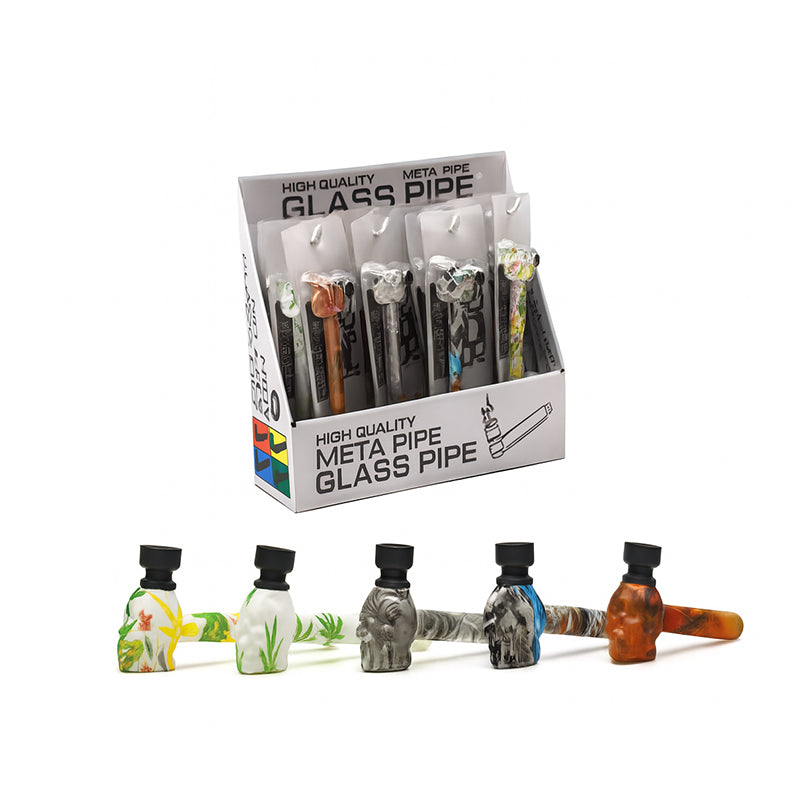 MST4051 - Glass Pipe with Metal Bowl with cap - 12/Display