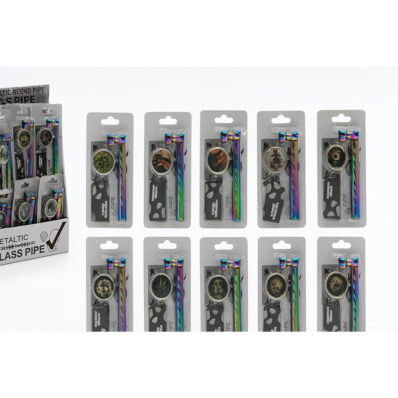 MST4052 - Rainbow finish Pipe with Cap & with Metal Grinder - 12/Display