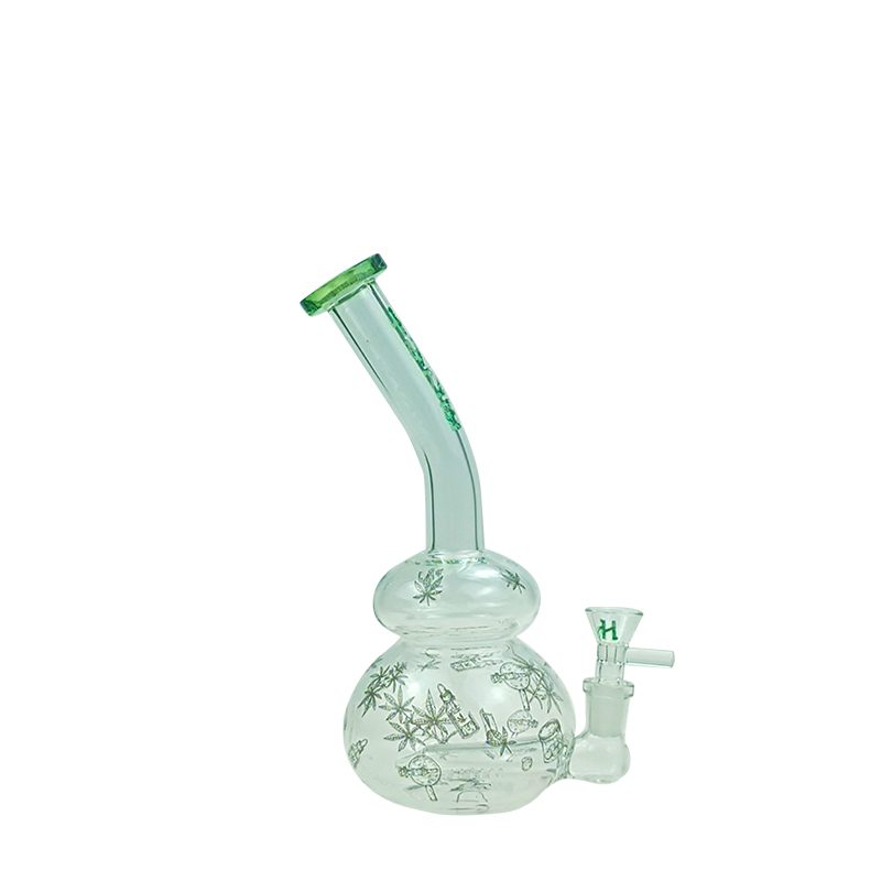 Haze 9″ Weed Leaves Bubble base Dab Rig – Green (Mini-A)