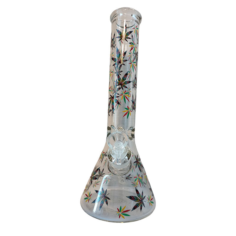 14" Leaf Design Glass Bong - (MST013)