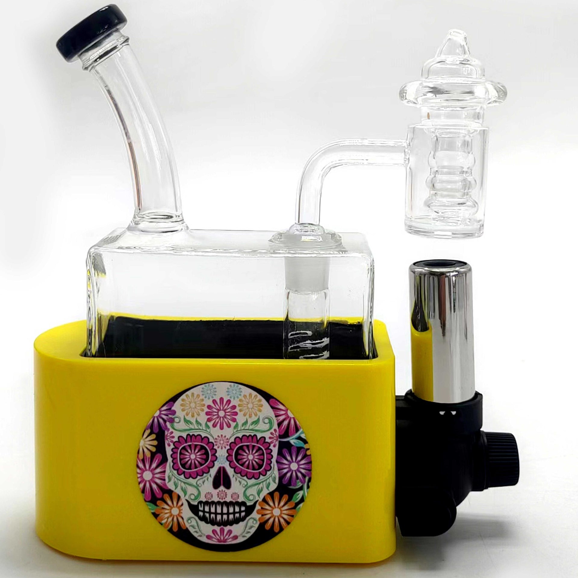 Portable Dab Rig with Torch, Sugar Skull - Yellow ( H2051)
