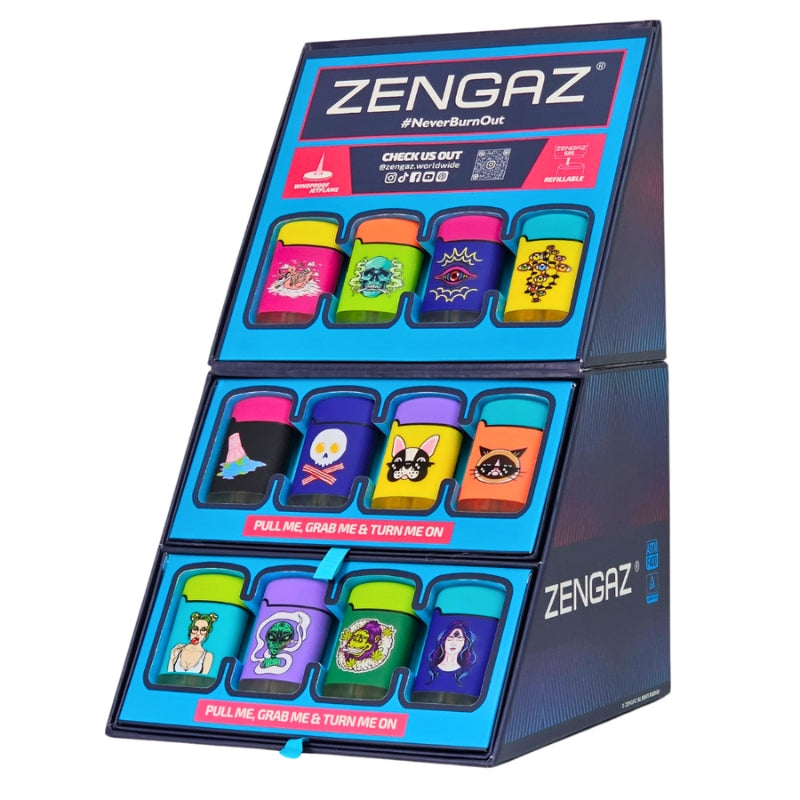 Zengaz Mega (ZL-3) Series 5 Jet Rubberized Cube Lighters - 48ct (Series 5-B)