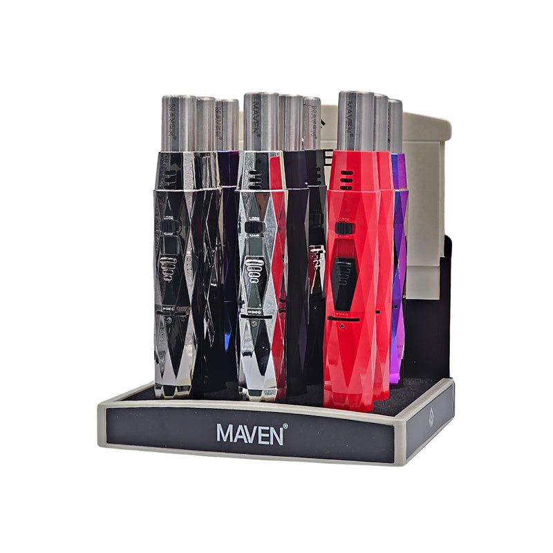 Maven Diamond Windproof Pen Torch Lighters - 9ct