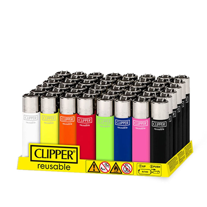 Clipper Plain Classic Lighters Display of 48