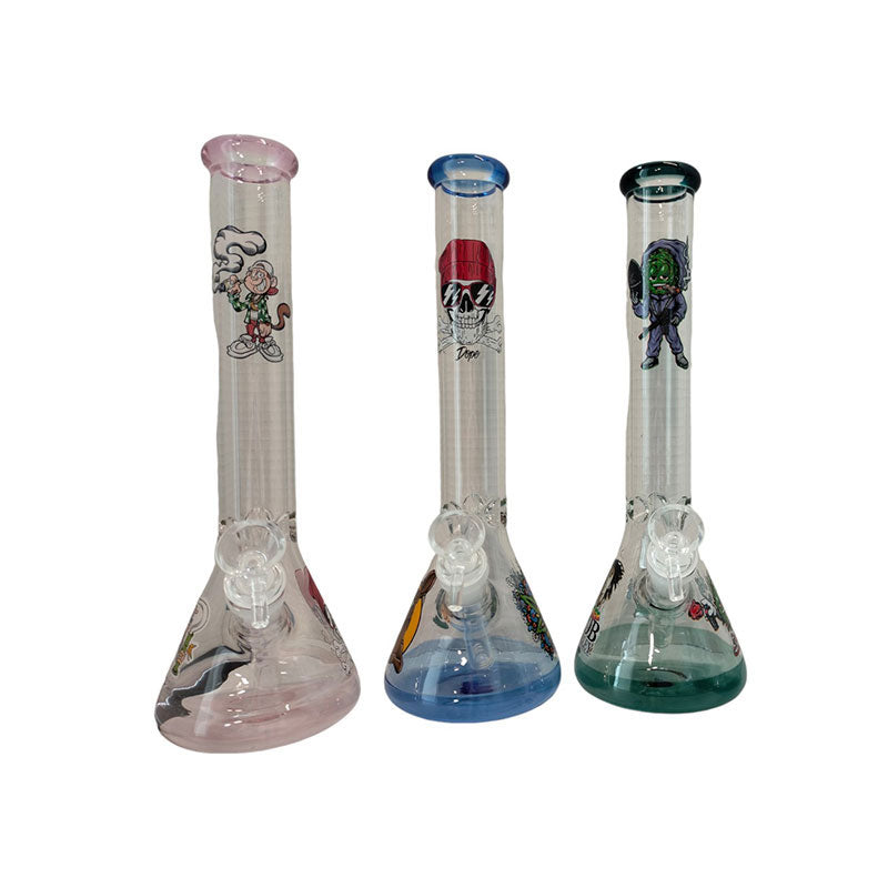 12" Cartoon Design Aqua Glass Bong  (MST020)