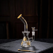 Haze 8.5″ Weed Leaf Rig Bent Neck – Jade Yellow (Mini-E)
